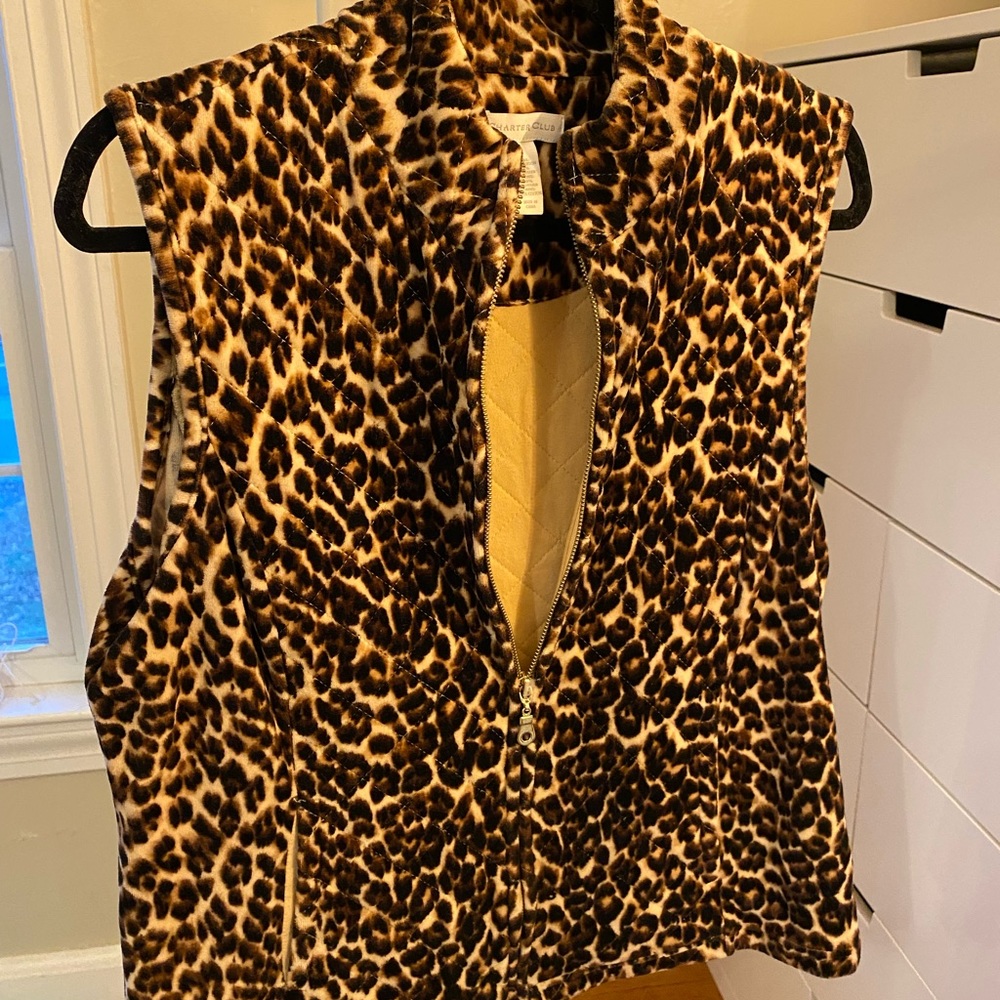 Cheetah print fleece vest